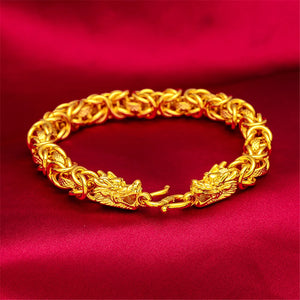 24K Yellow Plated 8mm Dragon Chain Necklace 24inch