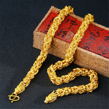 24K Yellow Plated 8mm Dragon Chain Necklace 24inch