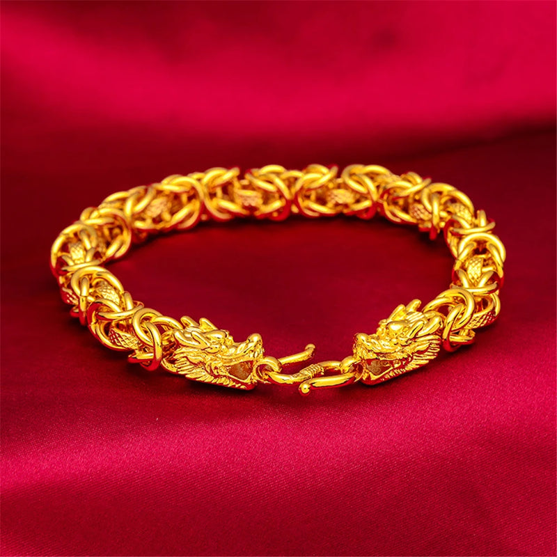 24K Yellow Plated 8mm Dragon Chain Necklace 24inch