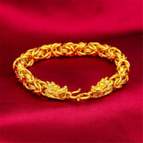 24K Yellow Plated 8mm Dragon Chain Necklace 24inch