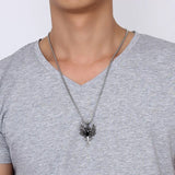 Dragon Cross Sword Pendant Necklace for Men Vintage Punk Jewelry
