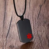 Stainless Steel Medical Alert ID Dog tag Pendant Necklace