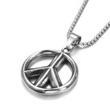 Men's Peace Sign Necklace Pendant Stainless Steel Jewelry
