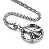 Men's Peace Sign Necklace Pendant Stainless Steel Jewelry
