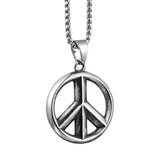 Men's Peace Sign Necklace Pendant Stainless Steel Jewelry