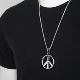 Men's Peace Sign Necklace Pendant Stainless Steel Jewelry