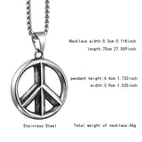 Men's Peace Sign Necklace Pendant Stainless Steel Jewelry