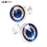 Round Crystal Cufflinks for Men's Wedding Shirt