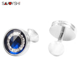 Round Crystal Cufflinks for Men's Wedding Shirt