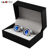 Round Crystal Cufflinks for Men's Wedding Shirt