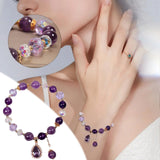 Thick Chain Necklace Women Purple Crystal Bracelet Retro Diving Watch