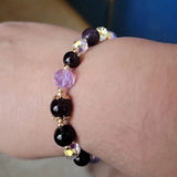 Thick Chain Necklace Women Purple Crystal Bracelet Retro Diving Watch