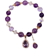 Thick Chain Necklace Women Purple Crystal Bracelet Retro Diving Watch