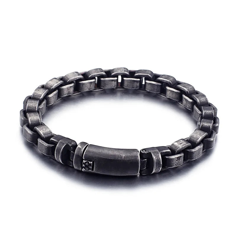 Solid Stainless Steel Chain Bracelet 9MM Wide Vintage Jewelry