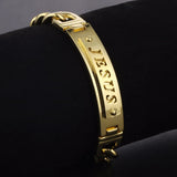 Stainless Steel Jesus Link Chain Bracelet Hombre Silver