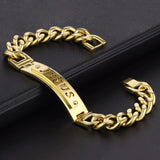 Stainless Steel Jesus Link Chain Bracelet Hombre Silver