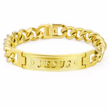 Stainless Steel Jesus Link Chain Bracelet Hombre Silver