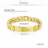 Stainless Steel Jesus Link Chain Bracelet Hombre Silver