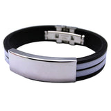 Men's Stainless Steel and Rubber Colour Bangle Bracelet