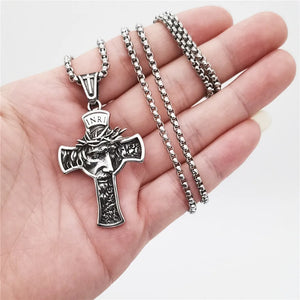 Stainless Steel Jesus Christ Crucifix Cross Pendant Necklace