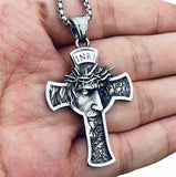 Stainless Steel Jesus Christ Crucifix Cross Pendant Necklace