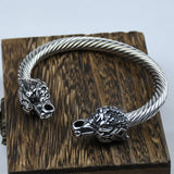 Stainless Steel Wolf Head Bracelet Nordic Vikings Celts Jewelry