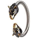 Stainless Steel Wolf Head Bracelet Nordic Vikings Celts Jewelry