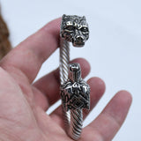 Stainless Steel Wolf Head Bracelet Nordic Vikings Celts Jewelry