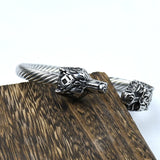 Stainless Steel Wolf Head Bracelet Nordic Vikings Celts Jewelry