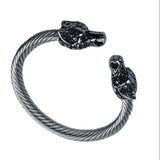 Stainless Steel Wolf Head Bracelet Nordic Vikings Celts Jewelry