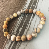 Mens Stretch Bracelet 8mm Matte Crazy A-gate Bracelet Gift
