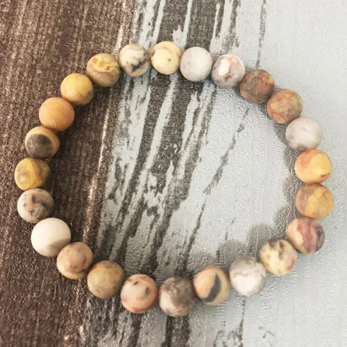 Mens Stretch Bracelet 8mm Matte Crazy A-gate Bracelet Gift