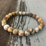 Mens Stretch Bracelet 8mm Matte Crazy A-gate Bracelet Gift