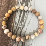 Mens Stretch Bracelet 8mm Matte Crazy A-gate Bracelet Gift