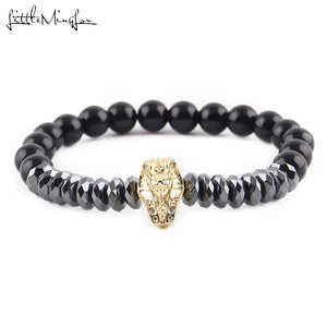 Egyptian Pharaoh Charm Hematite Stone Beads Bracelet Men's Jewelry