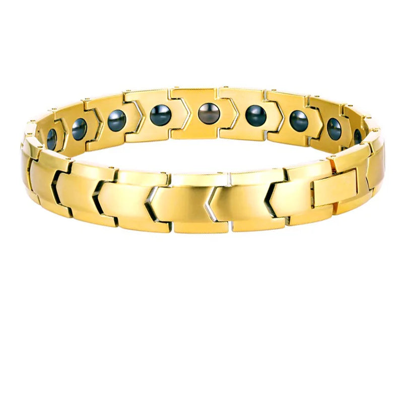 Vintage Stainless Steel Magnetic Pain Relief Bracelet for Men