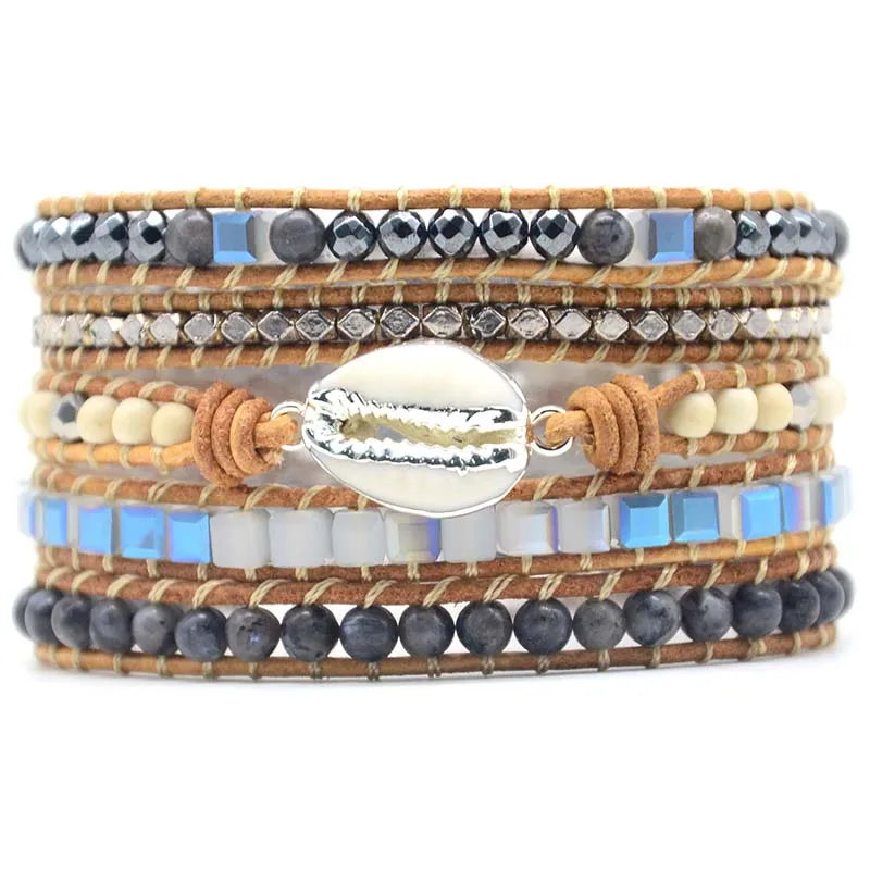 Natural Shell Stones Beaded Bracelet Punk Jewelry