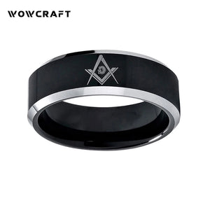 Mens Womens 6mm 8mm Tungsten Carbide Ring Masonic Engraved Polished Finish