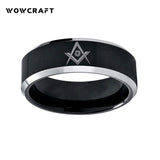 Mens Womens 6mm 8mm Tungsten Carbide Ring Masonic Engraved Polished Finish