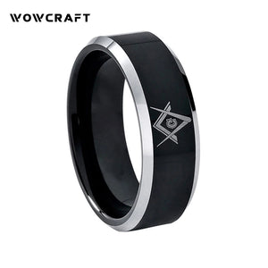 Mens Womens 6mm 8mm Tungsten Carbide Ring Masonic Engraved Polished Finish