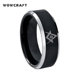 Mens Womens 6mm 8mm Tungsten Carbide Ring Masonic Engraved Polished Finish
