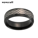 8mm Plated Laser Engraved Tungsten Carbide Ring Celtics Figure Knot