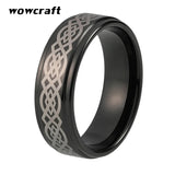8mm Plated Laser Engraved Tungsten Carbide Ring Celtics Figure Knot