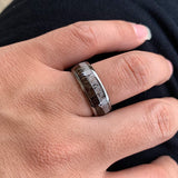 Tungsten Carbide Deer Antler& Wood Arrow Inlay Wedding Bands