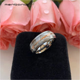 Tungsten Carbide Rings Meteorite Rose Arrow Inlay 8MM Comfort Fit
