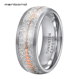 Tungsten Carbide Rings Meteorite Rose Arrow Inlay 8MM Comfort Fit