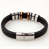 Men's Leather Bracelet Magnetic Clasp Cowhide Wrap Pulseras