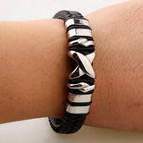 Men's Leather Bracelet Magnetic Clasp Cowhide Wrap Pulseras