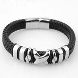 Men's Leather Bracelet Magnetic Clasp Cowhide Wrap Pulseras