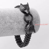 Men's Wolf Bracelet Stainless Steel Chain Link Silver Punk Jewelry